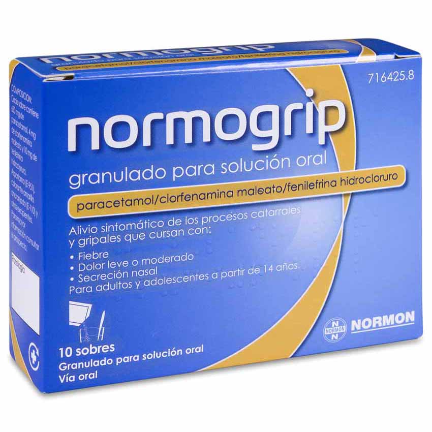 Normogrip 650/4/10 Mg 10 Sobres Granulado Solución Oral