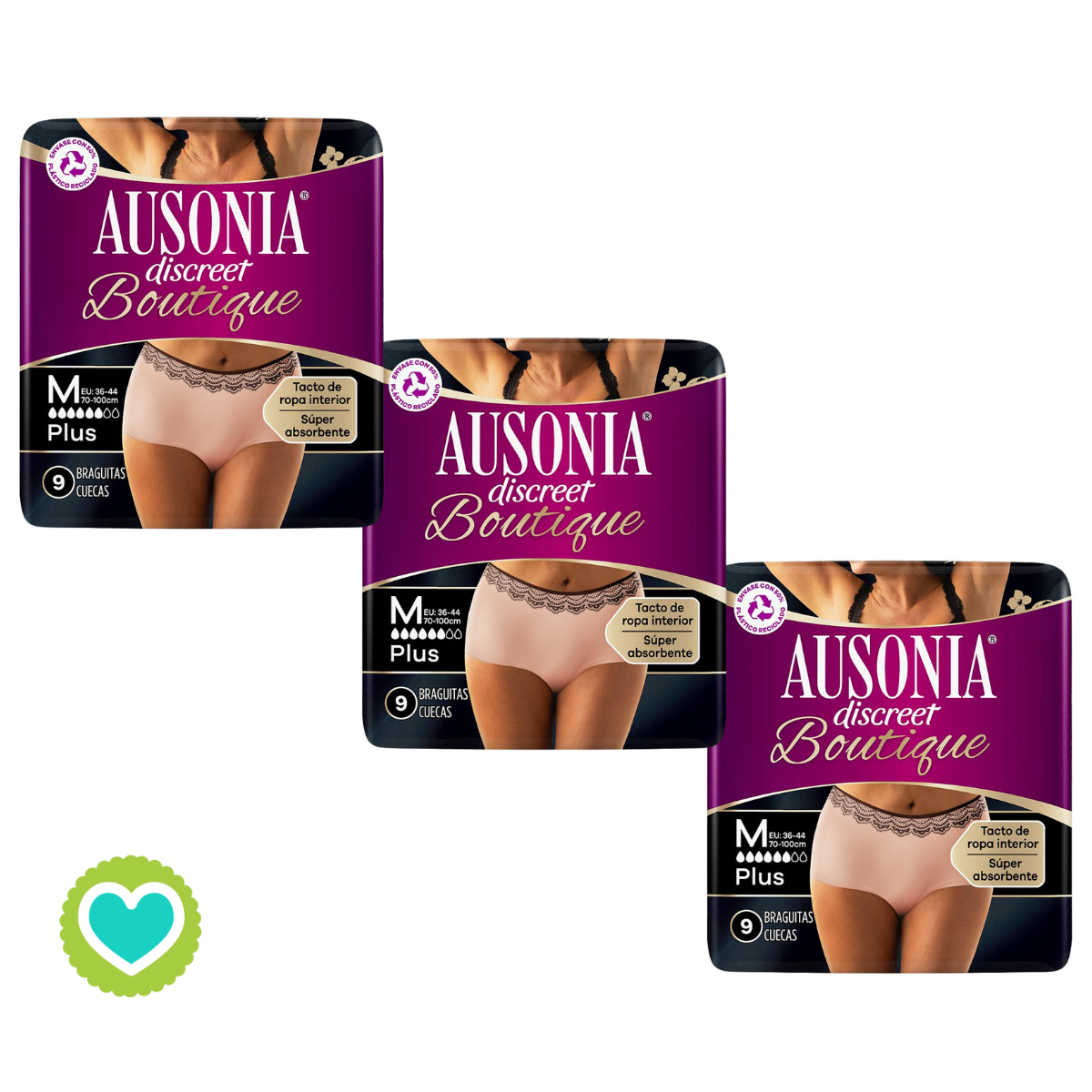 Ausonia Discreet Boutique Plus Talla Mediana Pack 3 x 9 Unidades