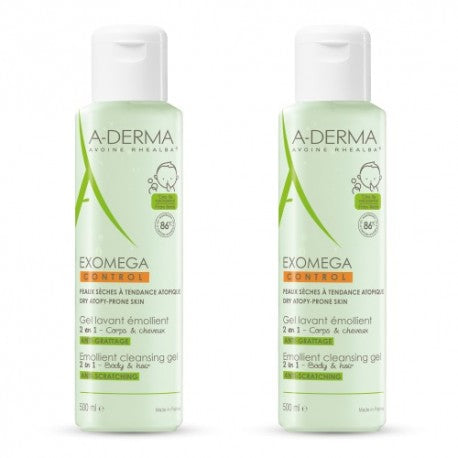A-Derma Exomega Duplo Gel Limpiador Emoliente 2en1 Duplo 2x500ml
