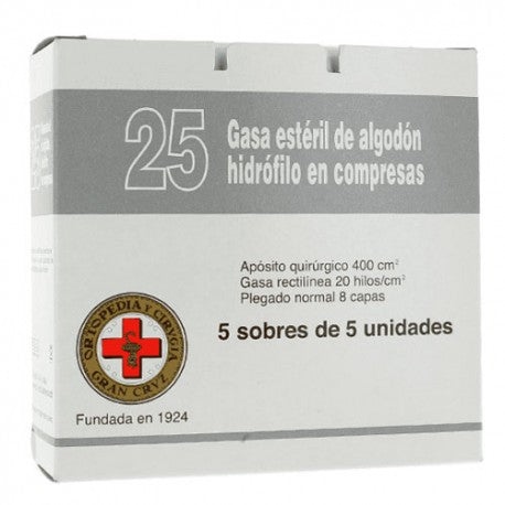 Gran Cruz Gasa Estéril 25 Compresas