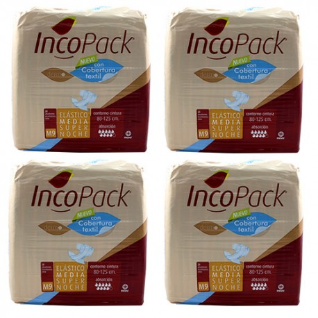 Incopack Pañal Anatómico Elástico Súper Noche M 80 uds