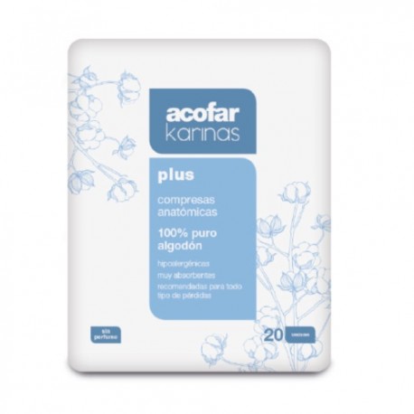 Karinas Plus Compresas Anatómicas 100% Algodón 20uds