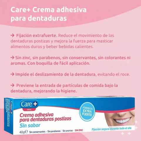 Image of Care+ Crema Adhesiva Extrafuerte Sin sabor 40g