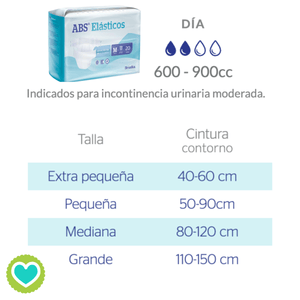 ABS Elásticos Pañal Día Talla Grande 80 Unidades
