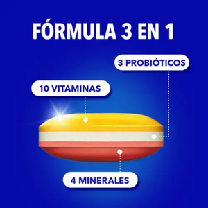 Bion3 Energy Multivitamínicos con Probióticos, Vitamina B12, C y Magnesio 30 Comprimidos