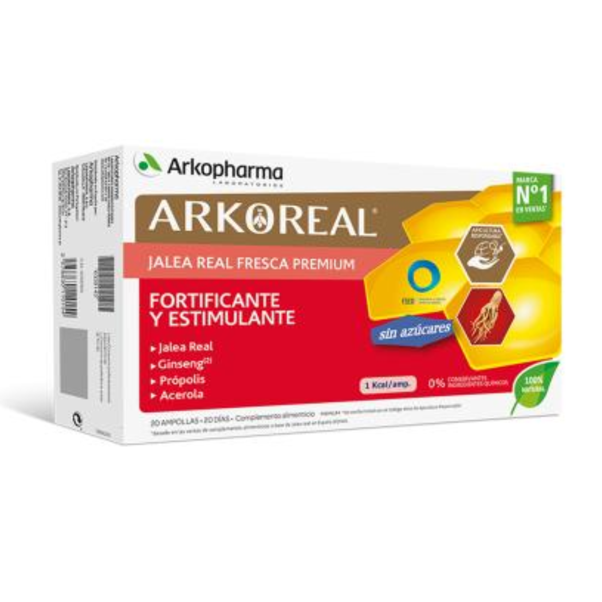ARKOREAL JALEA REAL GINSENG sin azúcar 20 ampollas