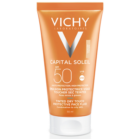 Image of Vichy Capital Soleil Crema Rostro Tacto Seco tono bronceado SPF50  50ml