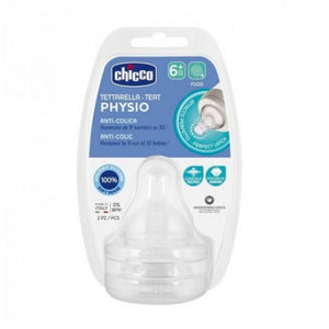 Chicco Tetina Physio Flujo Papilla Silicona 6m+ 2 unidades